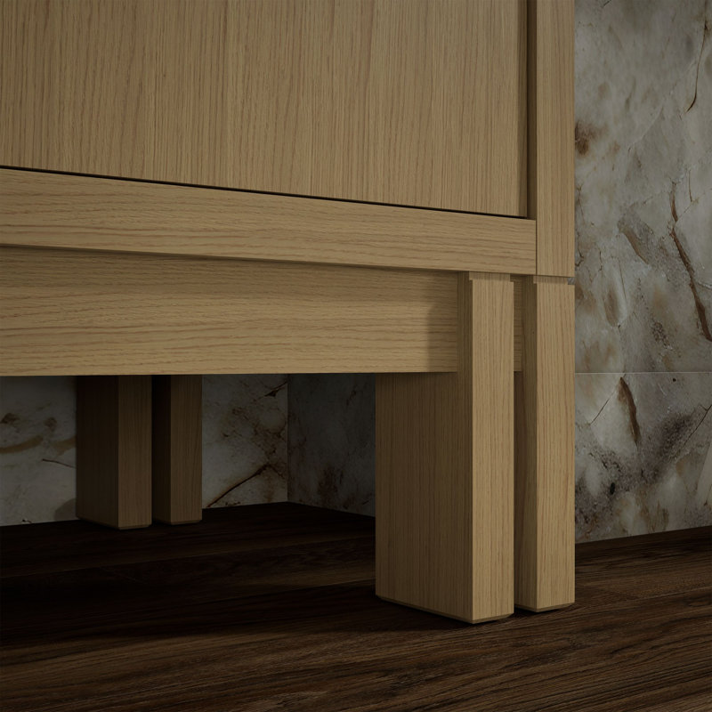 Solive Bathroom Vanity Cabinet With Sink And Quartz Top, 30", Light Oak