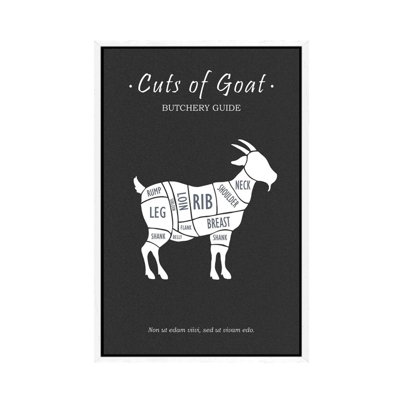 Butchery Goat by Mark Rogan - Print on Canvas, White Framed, 152.4cm H x 101.6cm W x 3.81cm D