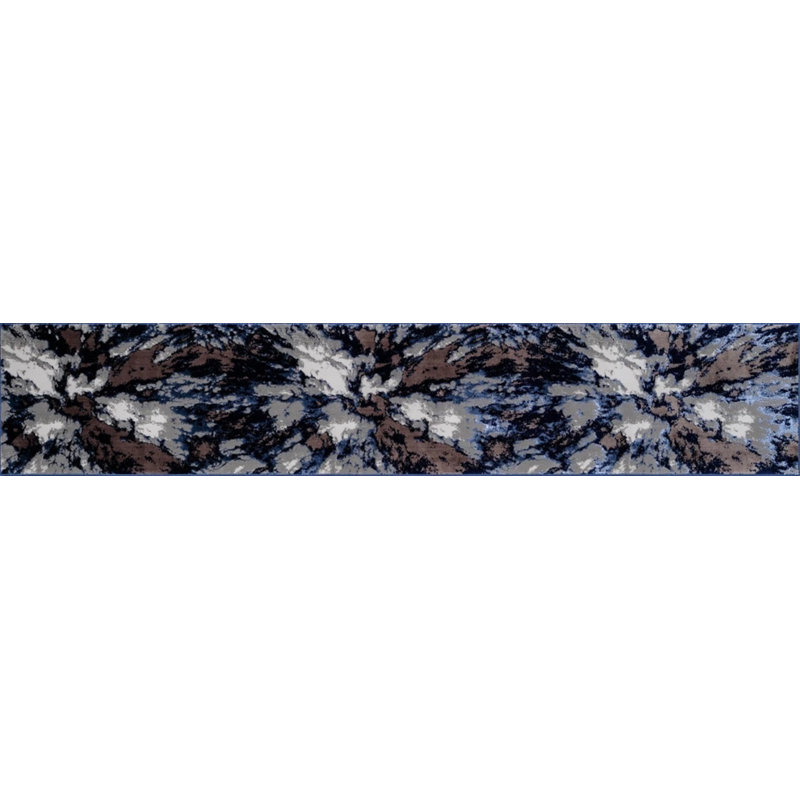 Rectangle Geometric Dhurrie Indoor / Outdoor Area Rug, Navy, Rectangle 60 x 110 cm