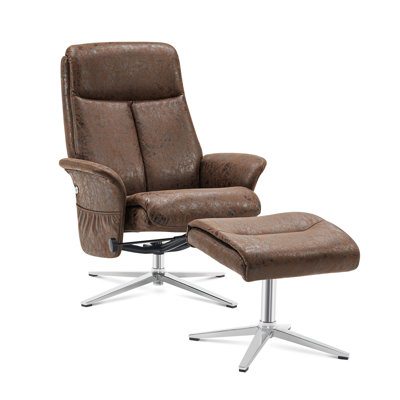 Swivel Recliner with Ottoman Faux Leather