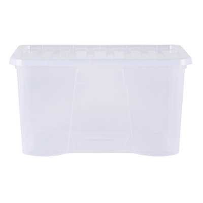 Wham Crystal 60L Plastic Storage Box Pack of 10 Clear
