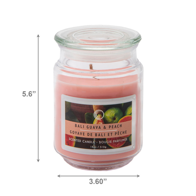 Pot parfumé 18 oz avec couvercle en verre goyave et pêche Haight de Haight - ensemble de 2, Bali goyave et pêche