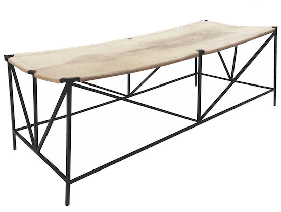 Darius Genuine Leather Upholstered Bench, Natural Light Hide