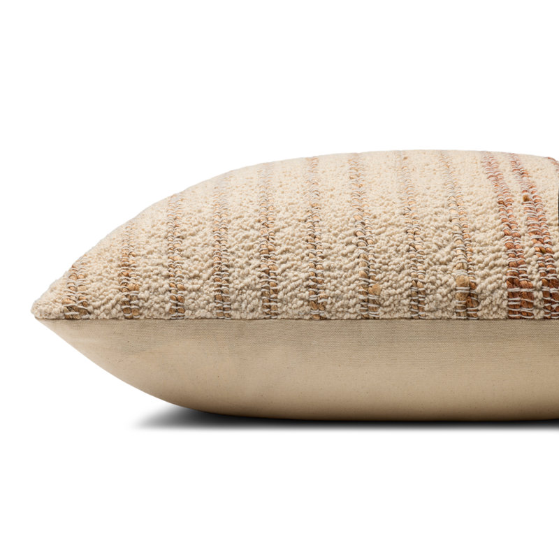 Amber Lewis x Loloi Atley Decorative Pillow, Pillow Cover Only - No Insert, Natural/Amber