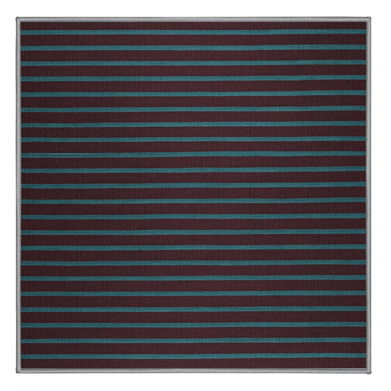 Machine Washable Horizontal Stripes Brown Area Rug, Square 4'