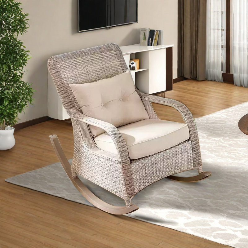 Fauteuil de canne en PE tissé à la main Exquis, Blanc cassé / blanc