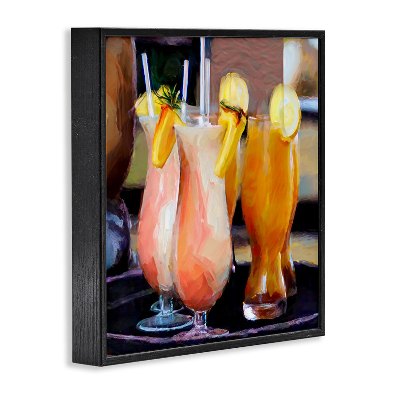 Art tropical, estampe numérique sur plateau par Mary Lou Johnson, H 12 po x l 12 po, Giclée encadrée noir minuit