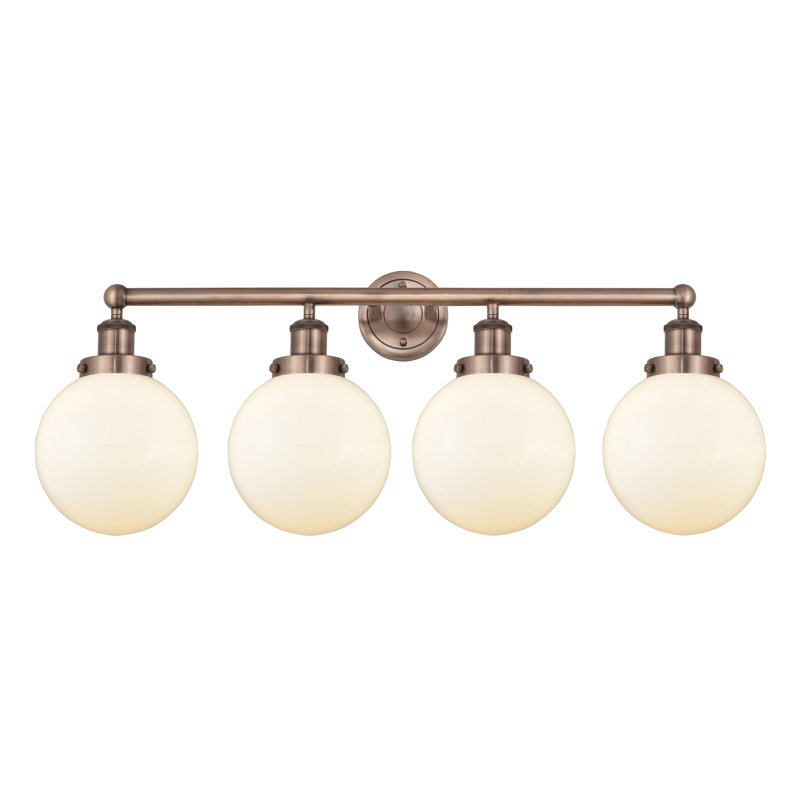 Alphonsa 4 - Light Dimmable Vanity Light, Matte White, Antique Copper