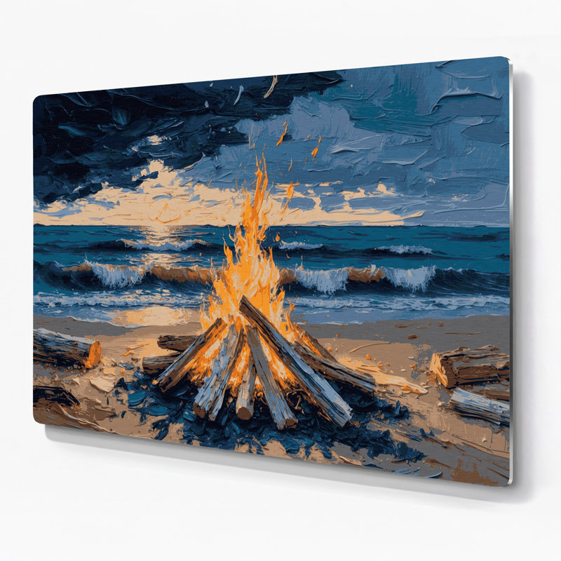 Art mural bleu en métal Coastal Beach, H 11 po x l 14 po