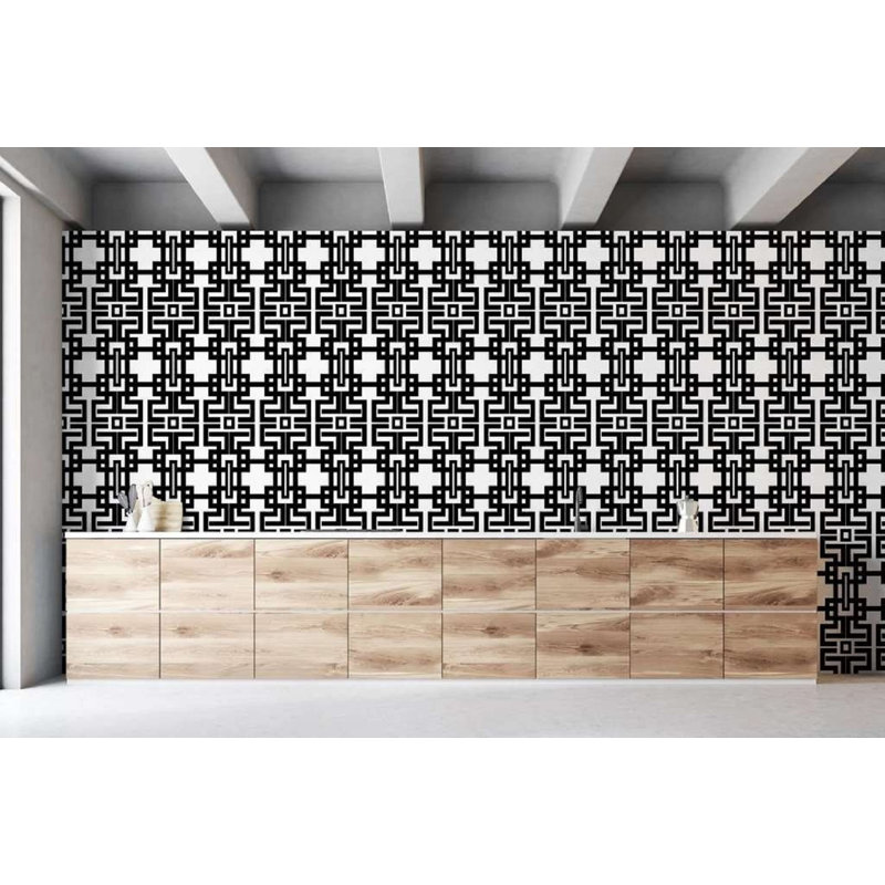 Rouleau de papier peint aztèque L 10 pi x l 24 po, Noir, Auto-adhésif, Vinyl