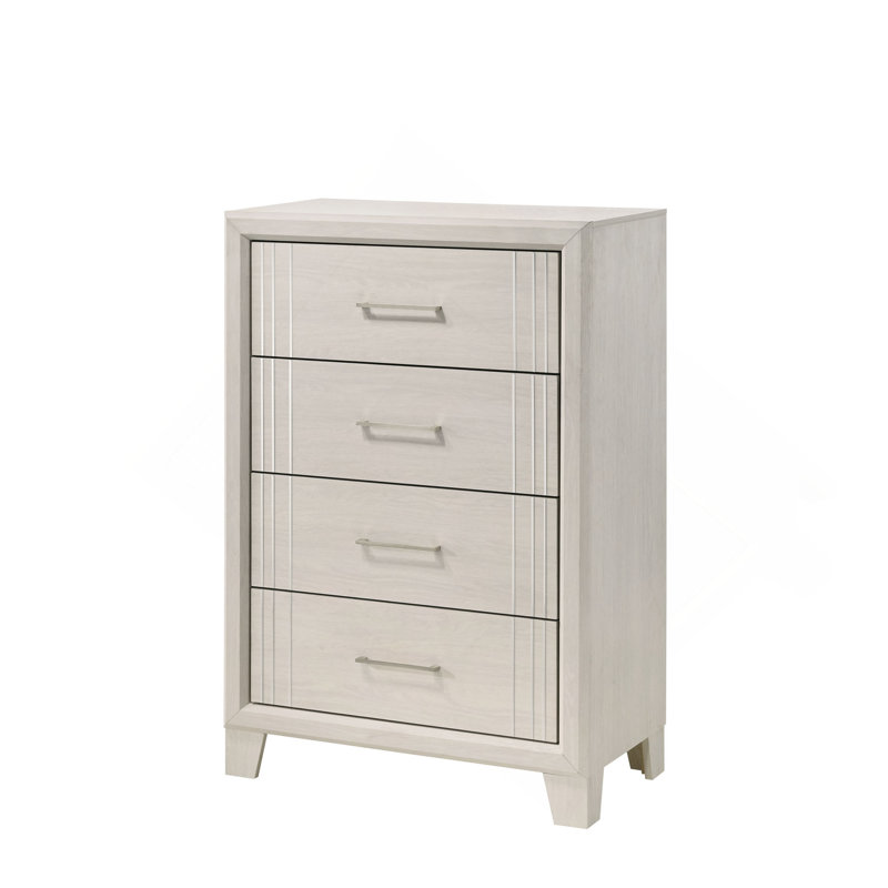 Armoire de chevet contemporaine à 4 tiroirs 1Pc, Beige
