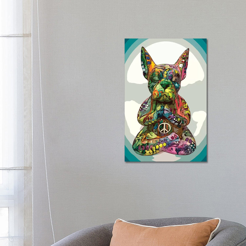 French Buddha Bulldog by Dean Russo - Wrapped Canvas Print, 66.04 cm H x 45.72 cm W x 1.91 cm D