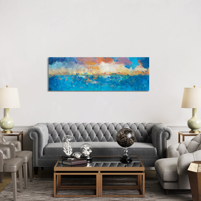 Sunset Seascape I by Van Credi - Panoramic Painting on Canvas, 50.8cm H x 152.4cm W x 3.81cm D, Wrapped Canvas