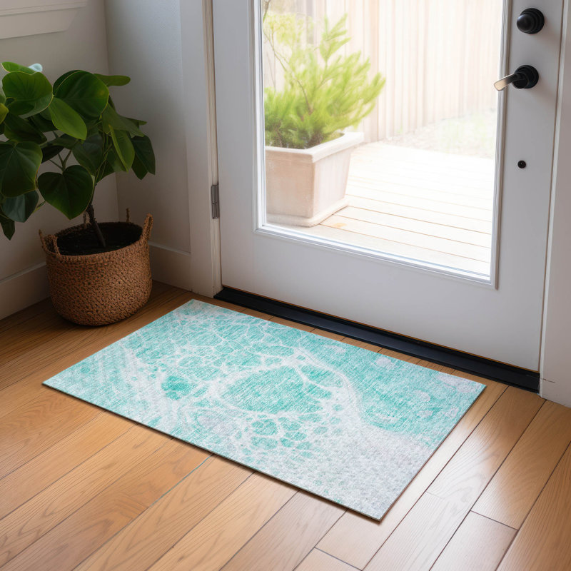 Washable Abstract Indoor / Outdoor Rug, Rectangle 1'8" x 2'6"