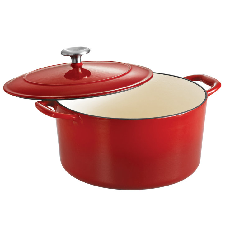 Cocotte ronde en fonte émaillée de couleur brune, 6,5 pte, Rouge gradué