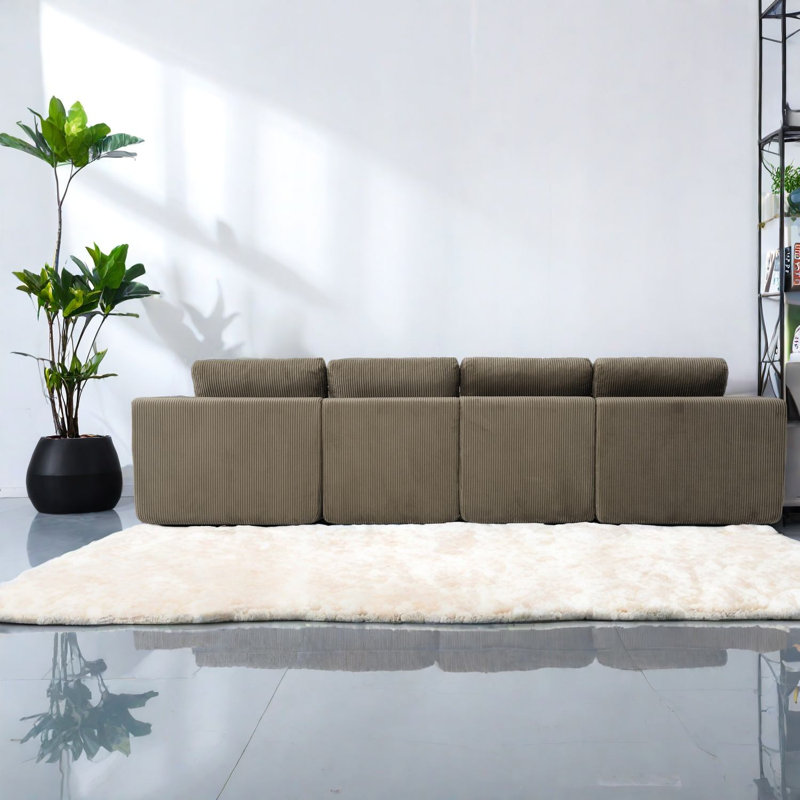 Canapé modulaire en U en velours côtelé 130 pouces Modern Compression