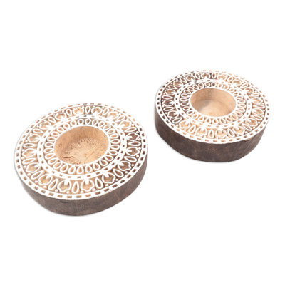 0.9'' H Wood Tabletop Tealight Holder