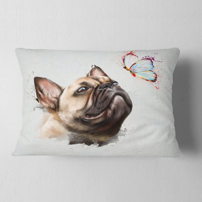 Coussin pour chien en français avec papillon
