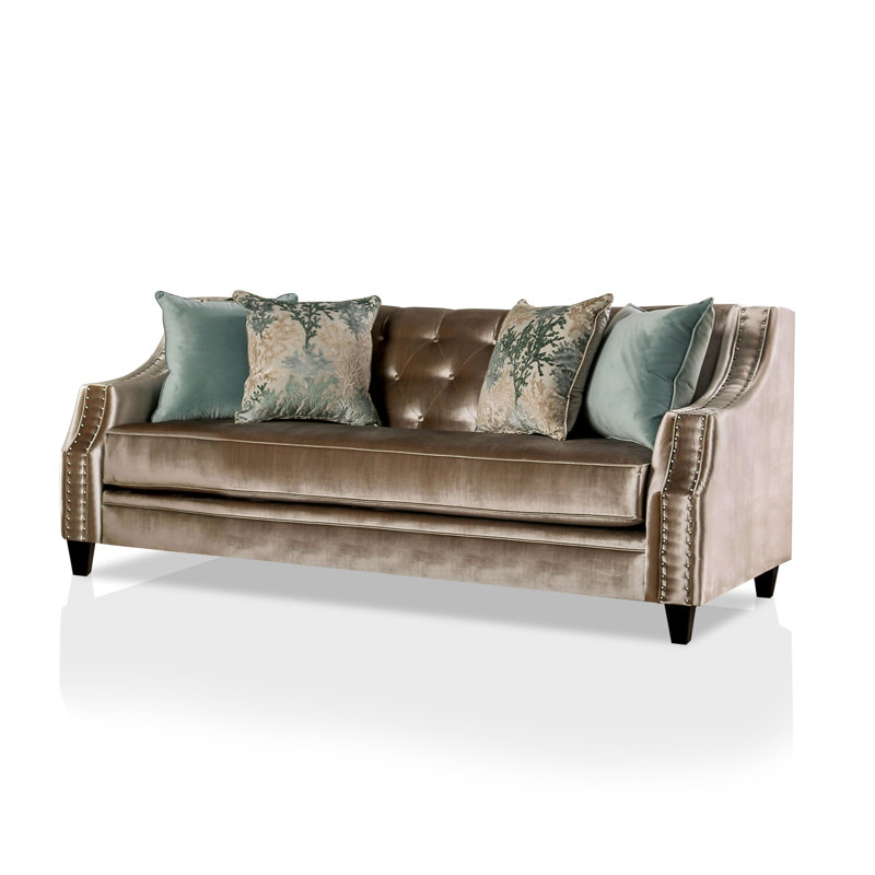 Schorr Upholstered 93'' Sofa, Champagne, Black