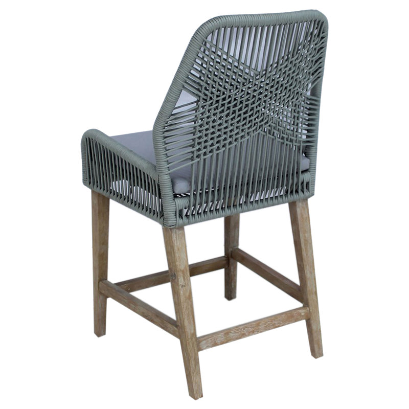 Nakia Woven Rope Back Counter Height Stools, Set of 2, Brown, Grey