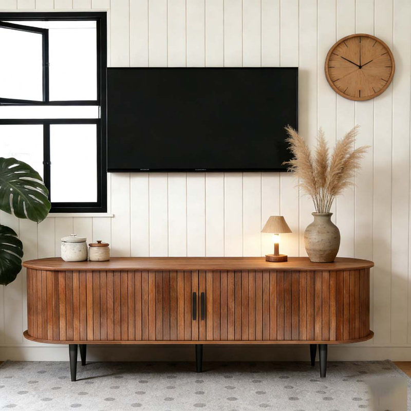 Meuble télé 47 po avec armoire moderne, Noyer