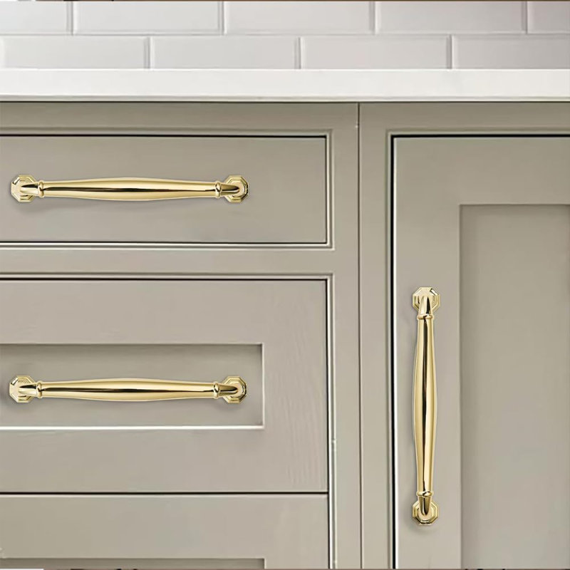 Paquet de 10 poignées d'armoire en laiton massif à trou 3/3 po central non-laqué avec poignées de tiroir robustes pour quincaillerie de commode de salle de bain