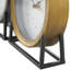 Contemporary Analogue Iron Quartz Movement / Crystal Tabletop Clock in Gray/Gold/Black