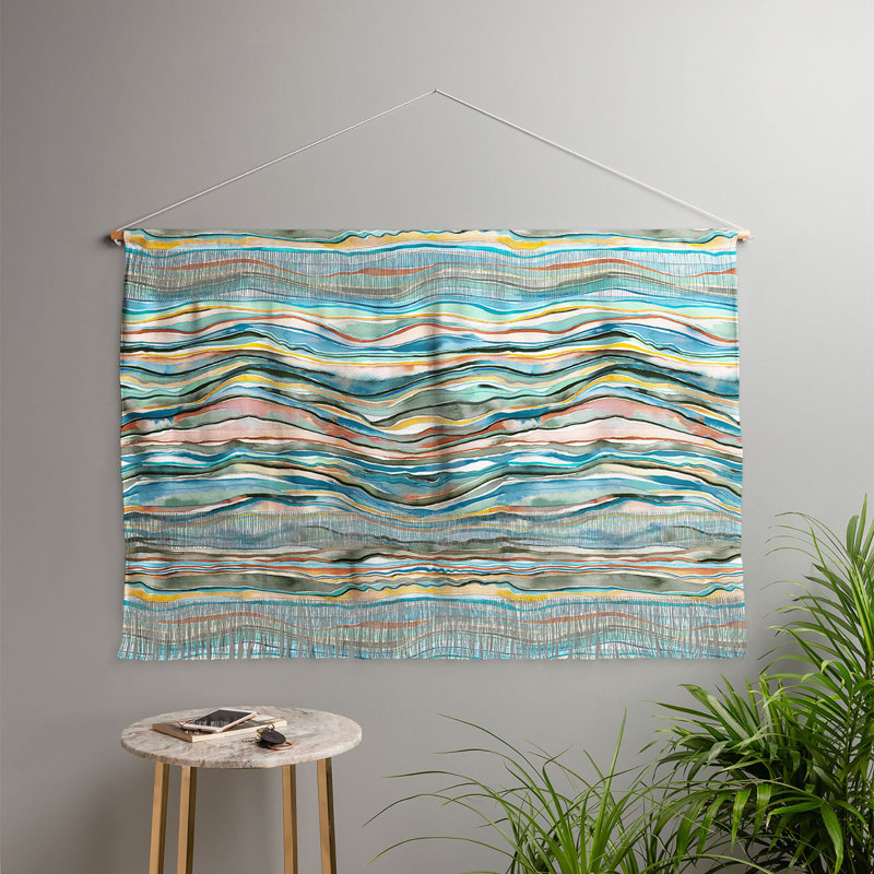 Polyester Wall Hanging, 32" H x 47" W, Aqua