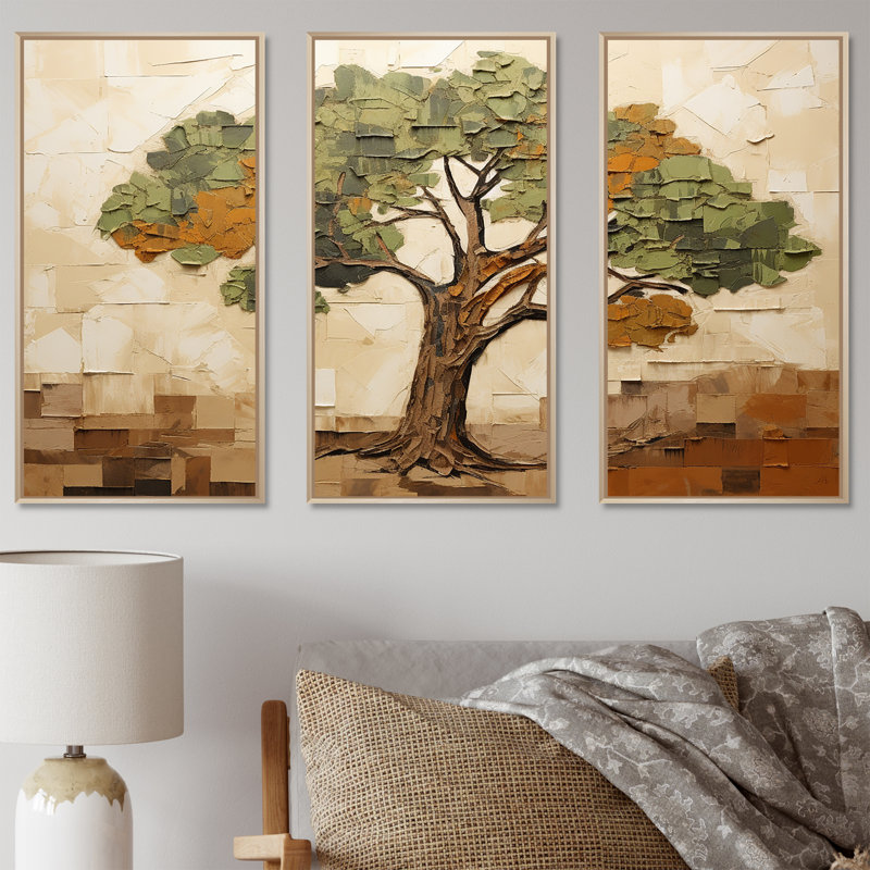 Arbre vert majestueux vert Baobab II - arbre africain, art mural, Cadre flottant brun, H 40 po x l 61 po x P 1 po