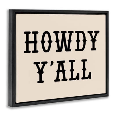 Art mural sur toile flottant encadré doré Southwestern Howdy Y'all, design par Daniela Santiago