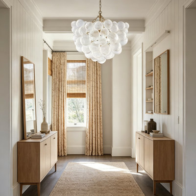 Lustre à bulles dorées, luminaire sphérique en verre soufflé à la main à nervures tourbillonnantes de 20 pouces, luminaire suspendu décoratif pour salon, couloir, entrée, vestibule, salle à manger