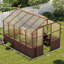 Ensemble de serre de 8 x 10 pi, serres en bois avec panneau en polycarbonate de 6 mm, serre avec évent réglable et porte verrouillable, serre pour l'extérieur, jardin, cour