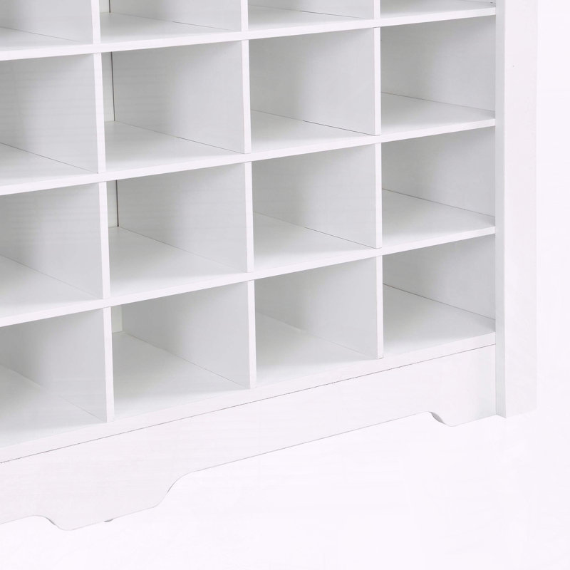 Range-chaussures moderne à 24 compartiments avec base incurvée, Blanc
