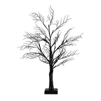 2 pi Arbre d'automne artificiel pré-éclairé avec brindille noire de luxe avec 44 lumières DEL orange et mauves
