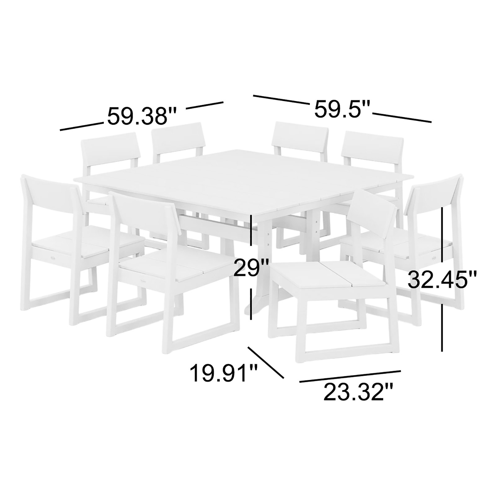 POLYWOOD® Edge 60" Patio Dining Set, Sand