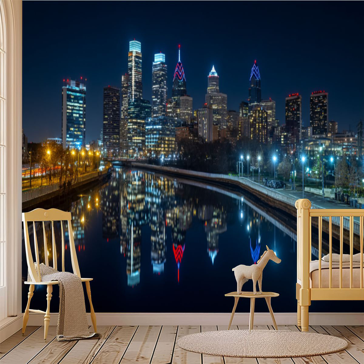 Latitude Run® Peel and Stick Wallpaper Wall Mural Philadelphia Skyline ...