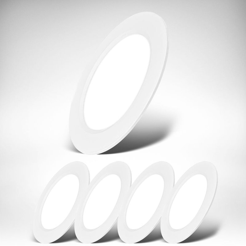 Set of 5 LED recessed spotlights, neutral white light, each 6W 660lm