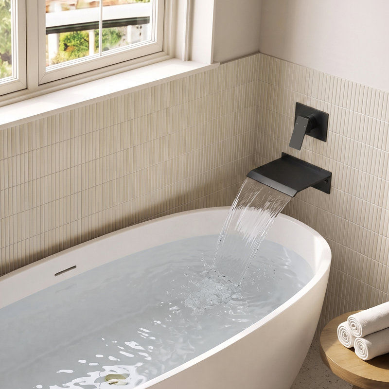 Robinet de baignoire romaine à une poignée, Noir mat
