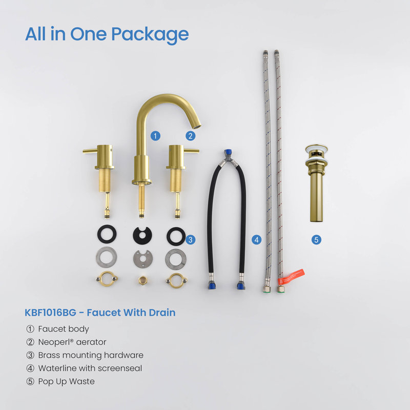 Elegant Brushed Gold Circular Widespread Bathroom Faucet