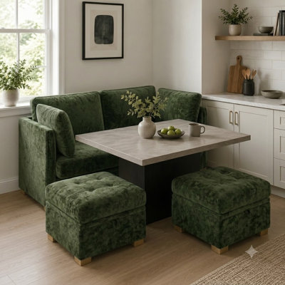 4-Piece Corner Dining Banquette with Storage Seat