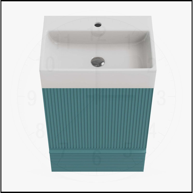Meuble-lavabo moderne avec lavabo et rangement intégrés, Turquoise, H 33,1 po x l 20,09 po x P 14,18 po