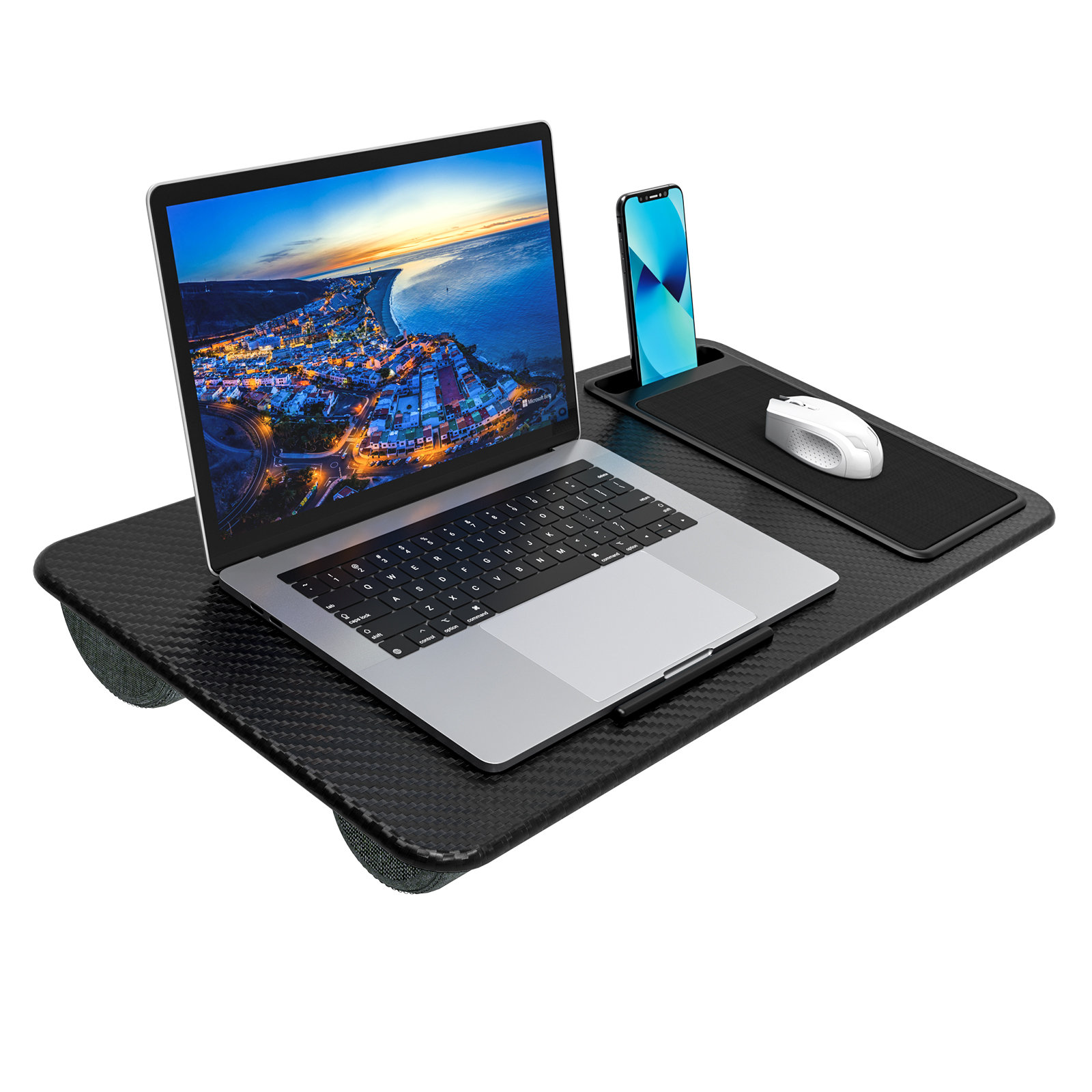 Inbox Zero Laptop Tray, Home Office Lap Desk with Mouse Pad and Phone Holder | Wayfair