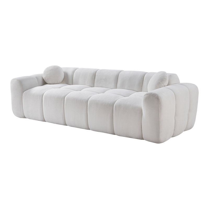 Très grand canapé à compression 98,4 po, canapé en velours côtelé nuage pour le salon, canapé rembourré 4 places avec 2 coussins, emballage sous vide facile à déplacer pour les petits espaces, appartement, studio