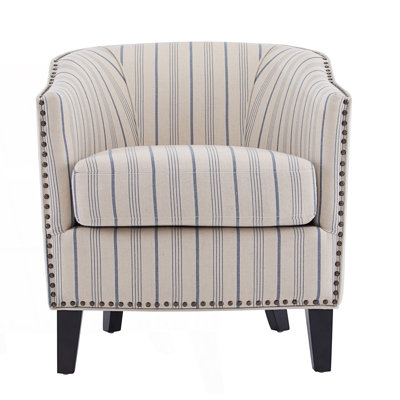 Upholstered Stripe Barrel Chair, Comfy Chair