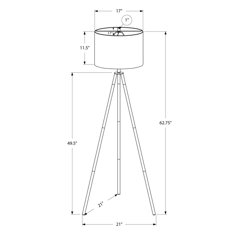 Jonaliz 62'' LED Tripod  Floor Lamp, Ivory