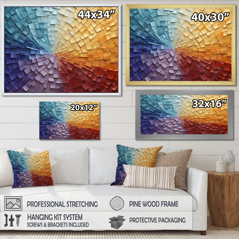 Minimalisme couleurs en harmonie IV - art mural arc-en-salon, Cadre simple noir, H 24 po x l 32 po x P 1 po
