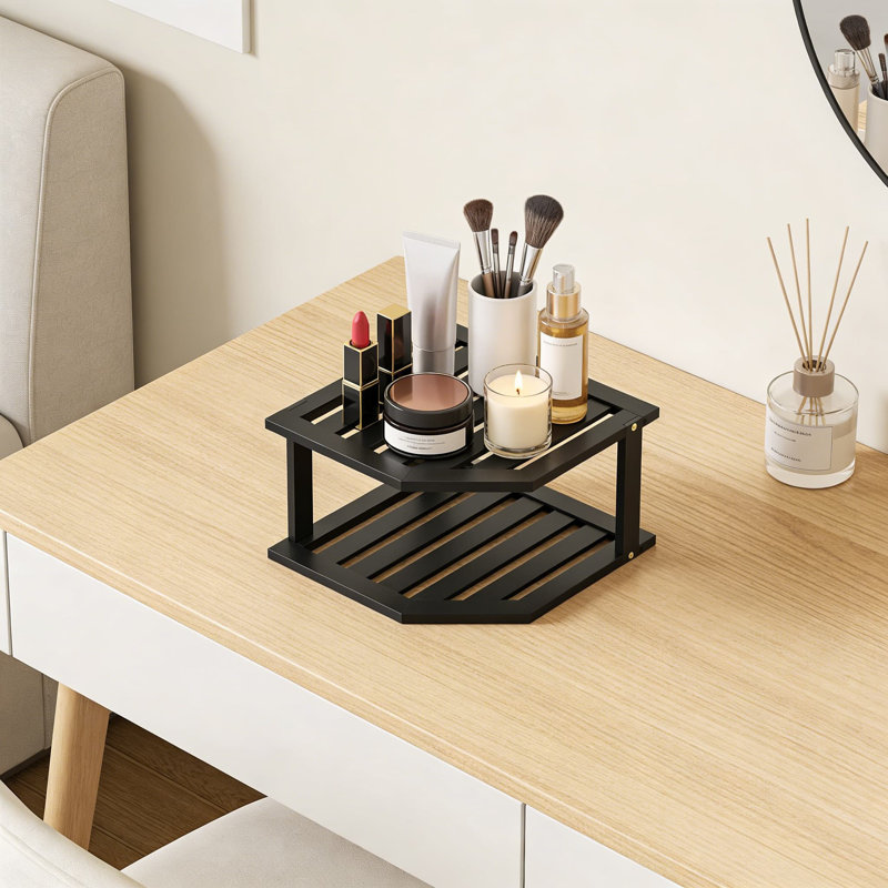 Étagère de coin en bambou à 2 niveaux pour armoire de cuisine et comptoir, garde-manger à épices et à vaisselle peu encombrant avec construction robuste, paquet de 2