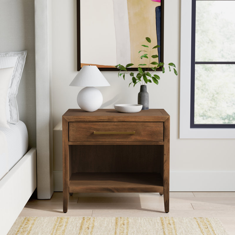 Pama 1 - Drawer Solid Wood 26" Nightstand, Brown