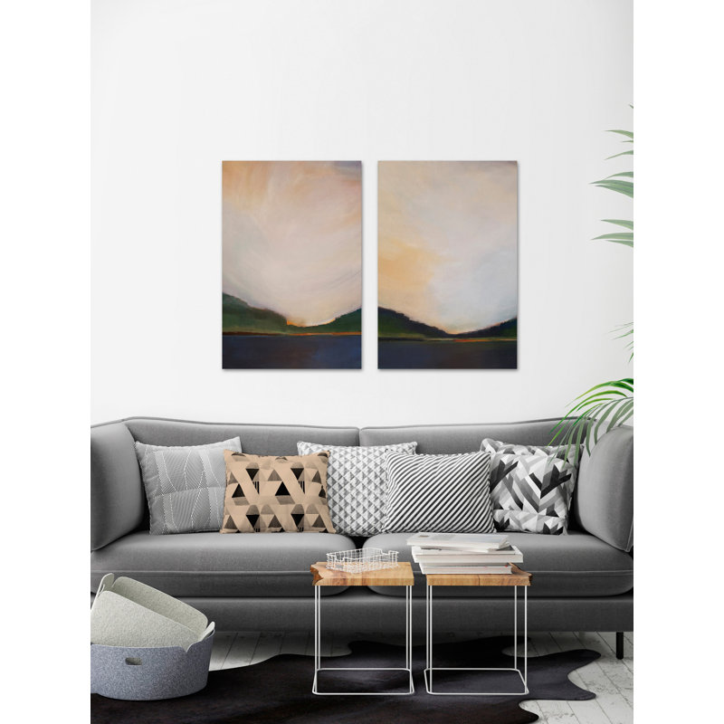 « coucher de soleil », ensemble de 2 reproductions de peintures à l’aquarelle sur toile, H 60 po x l 40 po x L 1,5 po