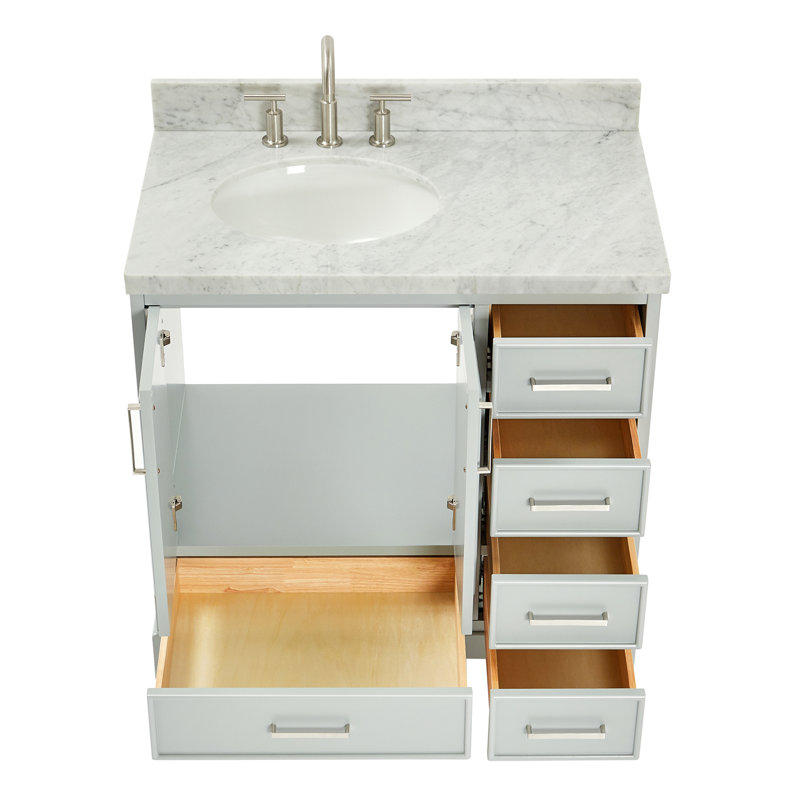Meuble-lavabo simple avec plateau Abshire 37, Gris